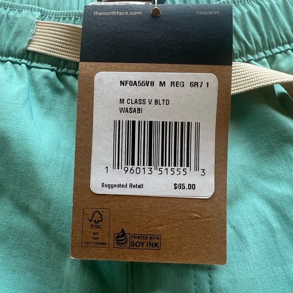 NWT THE NORTH FACE Wasabi Green Exploration Shorts Mens M No Liner (G3) - Picture 2 of 5